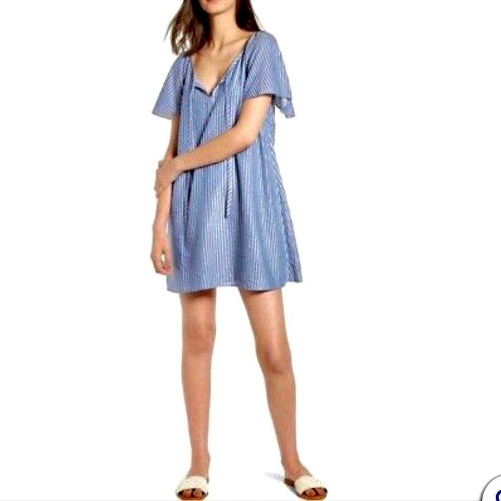 Hinge Lurex Metallic Stripe Shift Dress